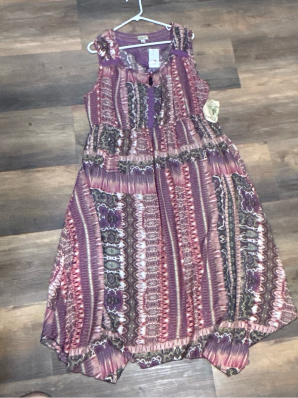 One world live and let live women’s 2X chiffon maxi dress crochet BoHo Paisley.